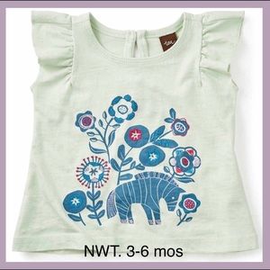 NWT 3-6m  tea collection blue green graphic tee.